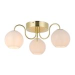 Nordlux Franca Plafonnier Métal et Verre Laiton | 130mm - Convient pour 3x E14